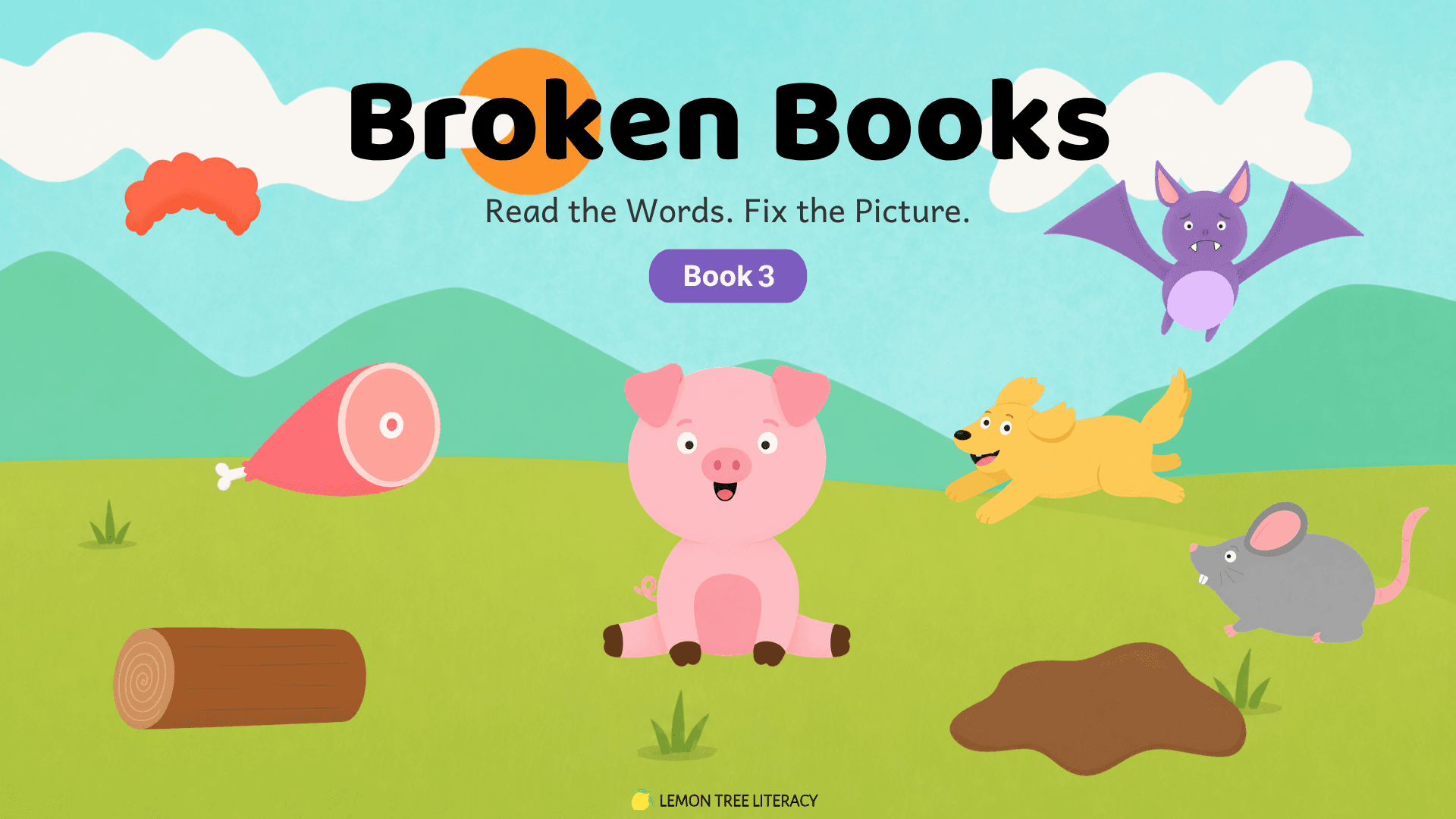 Broken Book 3 title page in a sunny green meadow
